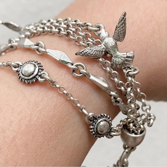 LUCKY BRAND Silver Hummingbird Multi Chain Bracelet - Picture 3 of 13